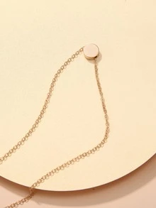 1入時尚簡約的18k金色-鍍女不銹鋼圓形吊墜項鍊,適用於時尚奢華的珠寶禮物