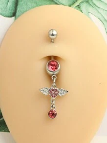 1 件 14G 肚脐环吊坠可爱粉色肚脐首饰心形透明 CZ 蝴蝶肚脐环女士肚脐穿孔棒套装情人节、妈妈、母亲、母亲节、礼物