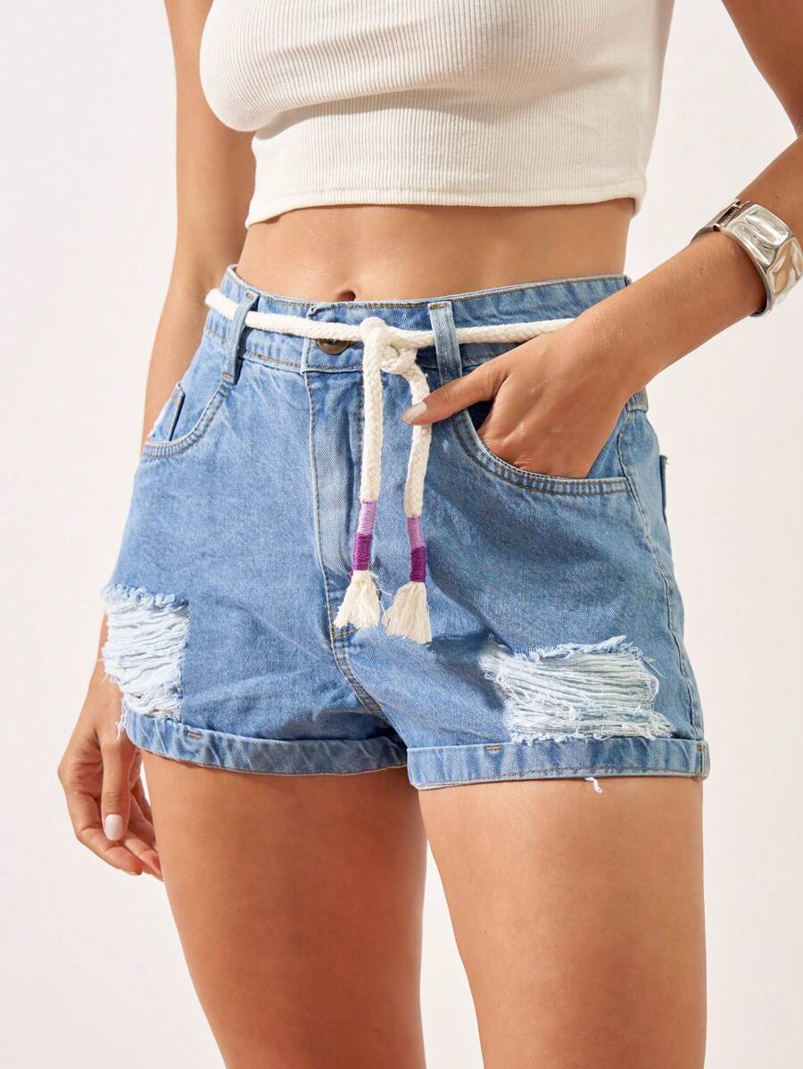Women Denim Shorts - Rửa nhẹ - Xem 1