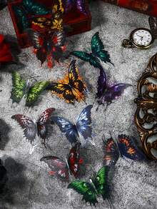 1 Set Diario De Estilo Gótico Retro Europeo Con Estampado En Caliente De Mariposas Coloridas Para Hacer Uno Mismo - Azul - Ver 9