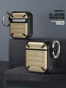 AirPods Case Cover,  Air Pod Case for Women Men Protective Shockproof iPod Cover with Keychain Compatible with Apple AirPods 2nd 1st Generation Charging Case 2&1 - Gold - View 15
