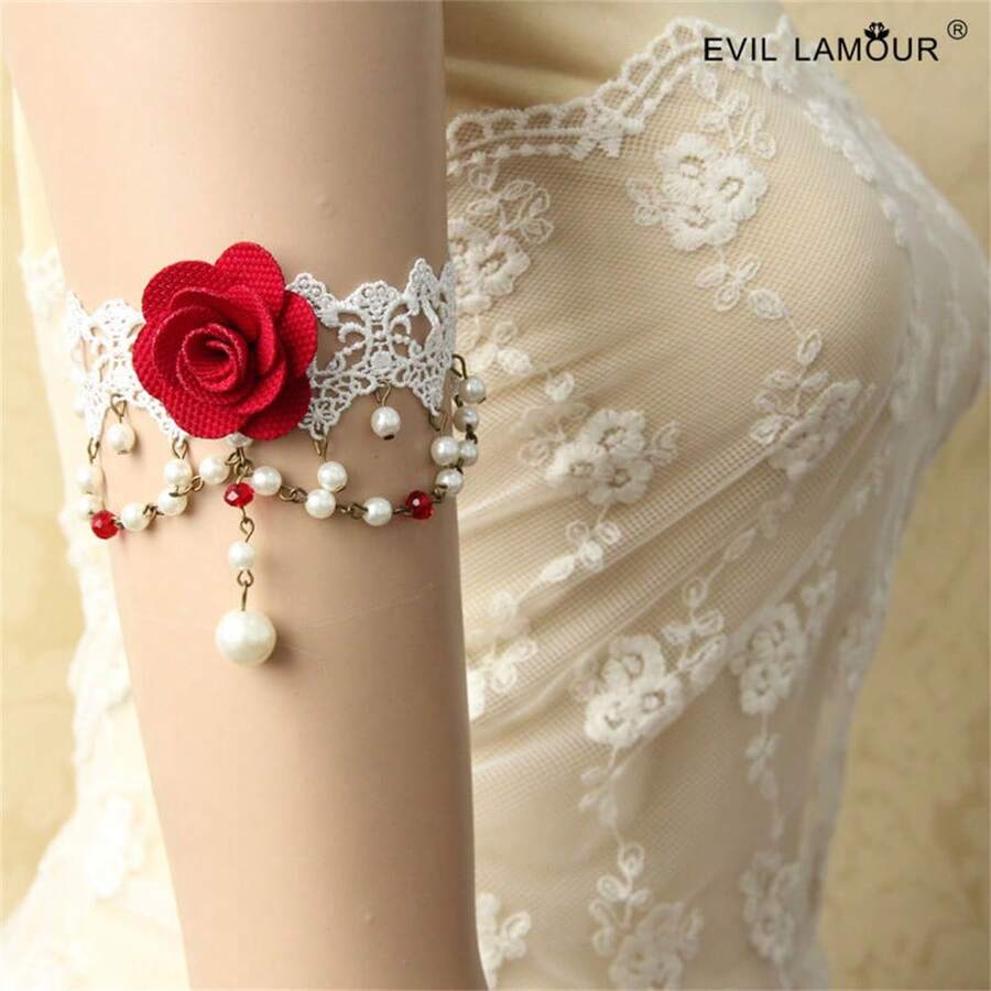 新娘蕾絲婚紗臂帶外貿手鍊手腕鏈舞蹈配飾肩鏈