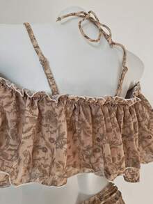 Set da 3 pezzi di costumi da bagno per donna, costume da bagno con gonna rimovibile, spalle scoperte e rifiniture arricciate, adatto per spiaggia, viaggio e spa estiva