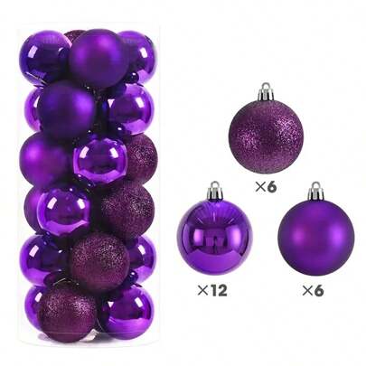 24pcs 3cm Purple Christmas Decoration Pendant Hanging Ball
