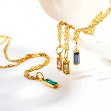 Exquisite And Simple Stainless Steel 18k Gold Plated December Birthstone Cz Inlaid Pendant Necklace - December - View 7