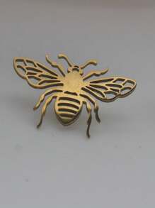 欧美个性化不锈钢镀金动物徽章，完美搭配西装、开衫、衬衫和背包 - 蜜蜂 - 查看 1