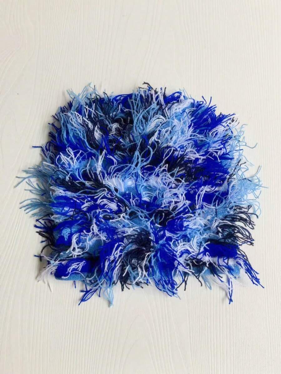 1頂中性有趣凌亂毛線針織帽，保暖時尚潮流，秋/冬季可愛 - 寶藍色 - 查看 1