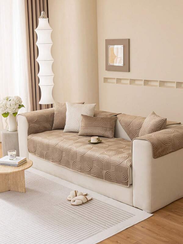 1pc Nordic Style Inss Dutch Velvet Embroidered Solid Color Sofa Cushion Four Seasons Universal Anti-slip Sofa Cover Seat Backrest Cloth For Sofa