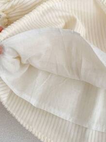 New Spring And Autumn Baby Girls' Embroidered Floral Bubble Hem Long Sleeve Ruffle Neck Dress - Apricot - View 9