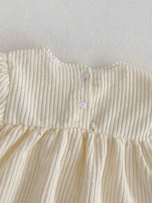 New Spring And Autumn Baby Girls' Embroidered Floral Bubble Hem Long Sleeve Ruffle Neck Dress - Apricot - View 11