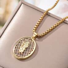 1個18k金電鍍無性別運動嬉哈風格鑲嵌石墨烯中的聖猶大,聖猶大,聖本篤獎章項鏈,24英寸盒鏈,萬聖節,聖誕節,感恩節完美禮物