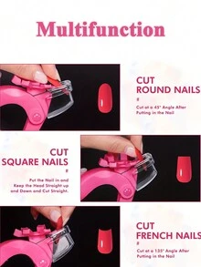 1pc Adjustable Stainless Steel Nail Clipper With Rotating Disk For Manicure, Nail Tip Trimmer Tool - Pink - View 4