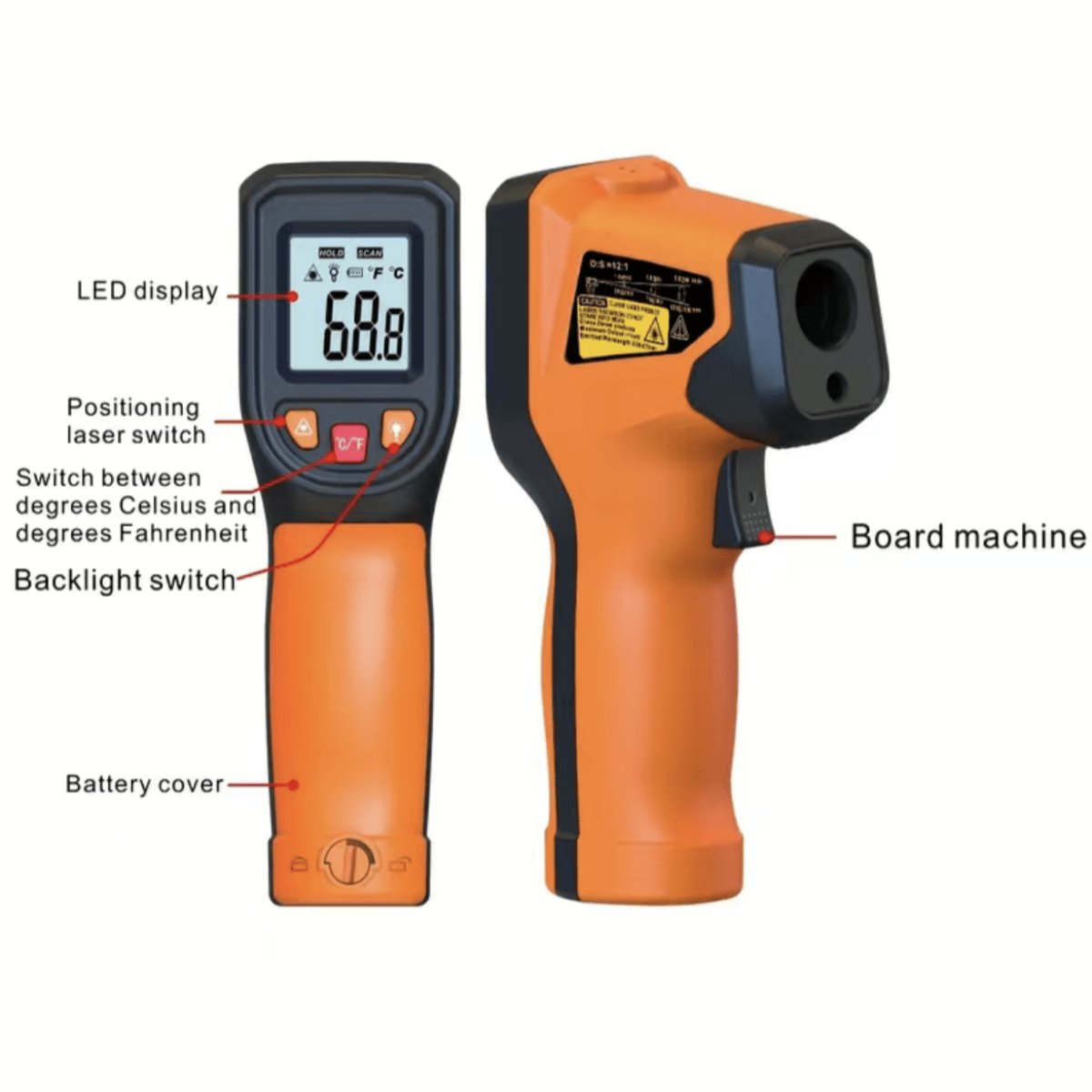 Infrared Thermometer Gun, Handheld Heat Temperature Gun For Cooking