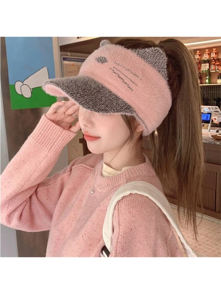 9 Pcs Women\'s Winter Beanie Knit Hat Fleece Lined Knitted Caps with Visor Women main image 4