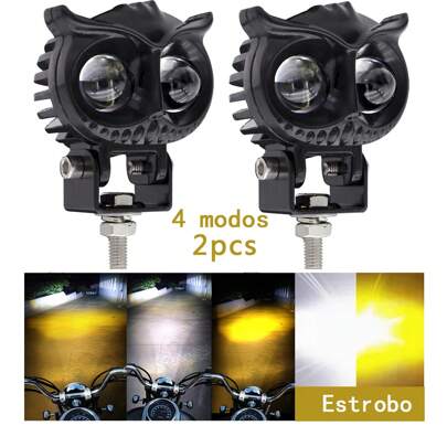 Par Faros Auxiliares Led 80w Alta/baja Doble Color Auto Moto,Cuatro modos con flash
