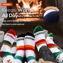 1 双 WEIERYA 美利奴羊毛滑雪袜，冬季羊毛袜，男士及膝雪袜，冬季袜子，M 码（3 岁 - 6 岁） - 黑色 - 查看 4