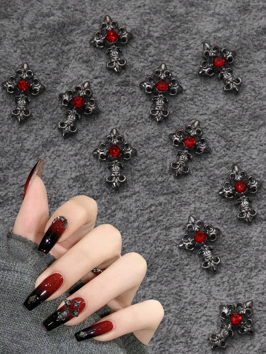 10 Cái/Gói Hình Ngôi Sao, Bàn Tay Quỷ & Chữ Thập Phong Cách Gothic Tự Làm Trang Trí Móng Tay Nghệ Thuật Phụ Kiện Làm Móng Tay - Xem 1