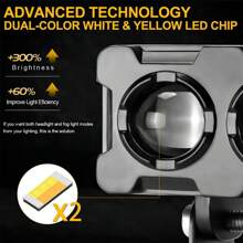 Led Auxiliary Lights Magnifying Glass Headlights For Car Motorcycle 2pcs - Black - View 5