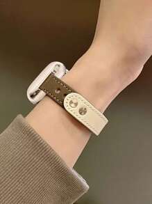 2 件套杏灰色表带和表壳创意个性化时尚配色皮革搭配柔软 TPU 镂空杏色防震保护壳兼容 SE 系列 6 5 4 3 2 1，38 毫米 40 毫米 41 毫米 42 毫米 44 毫米 45 毫米女式智能手表表带 - 彩色 - 查看 6