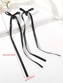 2入組優雅芭蕾風格緞帶蝴蝶結髮夾 - 黑色 - 查看 6