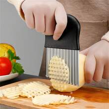 1pc Stainless Steel Wolf Teeth Potato Cutter French Fries Slicer For Home Use - Black - View 4