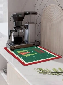 1 件聖誕咖啡吧墊,餐具乾燥墊,檯面吸水咖啡機墊隱藏污漬,適合濃縮咖啡機/咖啡壺/餐具架/廚房/聖誕裝飾聖誕裝飾,咖啡墊- 隱藏污漬吸水橡膠背襯廚房櫃檯快乾墊咖啡吧配件 咖啡機用餐具乾燥墊 咖啡機 咖啡壺 濃縮咖啡機 - 綠色 - 查看 1