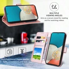 黑色錢包款式帶卡槽照片架支援翻轉套，適用於三星Galaxy A12 A13 A14 A32 A33 A34 A50 A51 A52 A53 A54 A71 A04 A04s A04e A30s A52s M04 M12 M13 5G M14軟矽膠防摔保護殼 - 黑色 - 查看 4