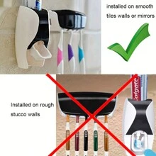 1pc Automatic Wall Mount Toothpaste Squeezing Device Dispenser With Rt5 And Rt2 Slots - Convenient And Hygienic Toothbrush Holder For Bathroom ,Bathroom Organizers & Storage