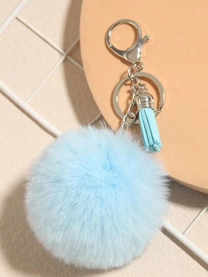 1 件蓬松绒球流苏钥匙扣汽车配件包饰学院风可爱哥特 Y2k 包挂绳带身份证夹汽车配件包饰