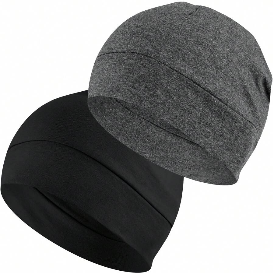 2 Peças/pacote De Touca De Crânio Forro De Capacete Beanie - Chapéu De Cabeça Ciclismo Térmico De Inverno Sob O Capacete - Multicolorido - Visão 1