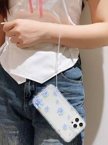 Funda para teléfono con flores de color azul claro compatible con iPhone 15 - Azul - Ver 4