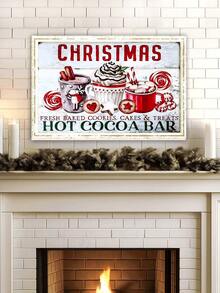1 件冬季裝飾熱巧克力棒,聖誕房間裝飾,熱可可棒派對牆壁藝術,室內聖誕牆壁藝術,農舍裝飾,無框帆布印刷品 - 彩色 - 查看 6