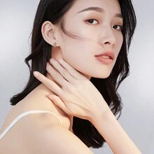 PHNIBIRD Women's Zirconia Silver 925 Metal Allergy Hoop Pierced Earrings Office - White - View 2