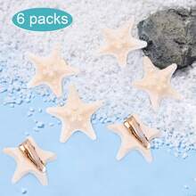 6 Peças Conjunto de Presilhas de Cabelo de Resina com Design de Estrela do Mar, Incluindo Tiara de Sereia e Presilha de Crocodilo, Adequado para Meninas como Acessórios de Cabelo/Presente de Aniversário