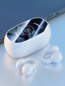 Auricular Inalámbrico G141 Con Conducción Ósea, Sonido Envolvente Y Pantalla Digital, Diseño Con Clips De Oreja - Blanco - Ver 2