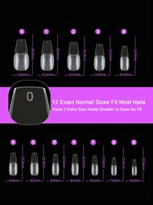 120 件/袋 透明無痕按壓半/全罩磨砂短芭蕾/加長人造指甲,易於佩戴 - 無色 - 查看 6