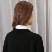 1 chiếc cổ áo sơ mi đen/trắng có thể tháo rời cổ áo giả với kiểu dáng tròn/nhọn cho áo sơ mi nửa/toàn thân của bé gái - trắng - Xem 2