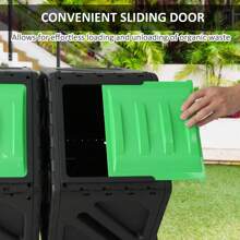 DC DICLASSE 34 Gal Outdoor Compost Tumbler Bin 360° Dual Chamber Rotating with 2 Sliding Doors & Lockable Brake - xanh đen - Xem 2