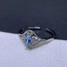 1pc Fashionable Natural Topaz Flower Open Ring - Silver - View 3