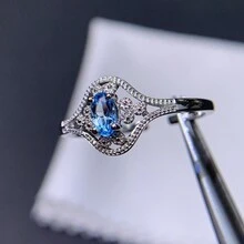 1pc Fashionable Natural Topaz Flower Open Ring - Silver - View 4