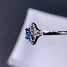 1pc Fashionable Natural Topaz Flower Open Ring - Silver - View 5