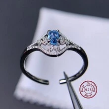 1pc Fashionable Natural Topaz Flower Open Ring - Silver - View 1