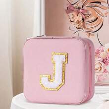 Creative Alphabet Jewelry Box Portable Travel Ring Necklace Earring Studs & Other Accessories Storage Case - Apricot - View 4