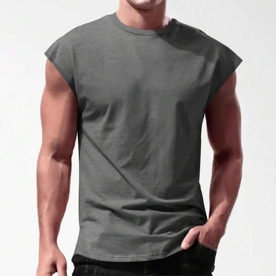 Casual Gym T-Shirt In 30-Thread Cotton Knit - 深灰色 - 查看 1