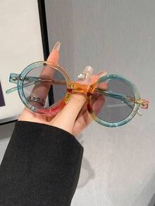 1入組女士時尚圓形眼鏡框,適用於裝飾、設計、戶外活動和旅行