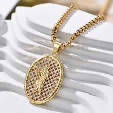 1個18k金電鍍無性別運動嬉哈風格鑲嵌石墨烯中的聖猶大,聖猶大,聖本篤獎章項鏈,24英寸盒鏈,萬聖節,聖誕節,感恩節完美禮物