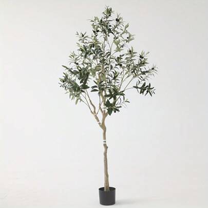 1pc, 165cm/64.94inch Artificial Olive Tree With Cloth Leaves And Plastic Trunk Infused With Wire And Iron Pole, Which Can Be Shaped. Each Tree Is Composed Of Multiple Parts That Can Be Assembled By Aligning The Arrows On The Label. Suitable For Home Decor, Kitchen, Living Room, Yard, Outdoor Store Window Decoration, Wedding Engagement Holiday Decoration, Etc., Valentine Day, Gift Gifts Birthday Graduation,Garden Decor,Outdoor Plant,Gardening,Fake Flowers