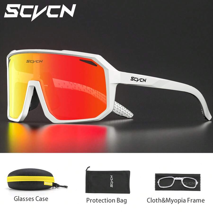 Scvcn 新款骑行眼镜保护男女通用山地自行车运动眼镜，带度数镜框、清洁布、眼镜袋和眼镜盒，适用于户外高尔夫、棒球、骑行、赛车