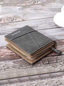 New Men's Short Wallet, Retro Leather Money Clip, Multi Functional Versatile Coin Purse Document Bag, Webbing Random - Grey - View 2