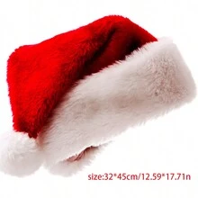 1頂聖誕節主題紅色天鵝絨聖誕老人帽,帶毛絨飾邊,成人適用節日服飾配件